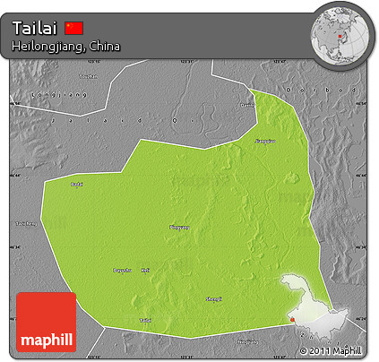 Physical Map of Tailai, desaturated