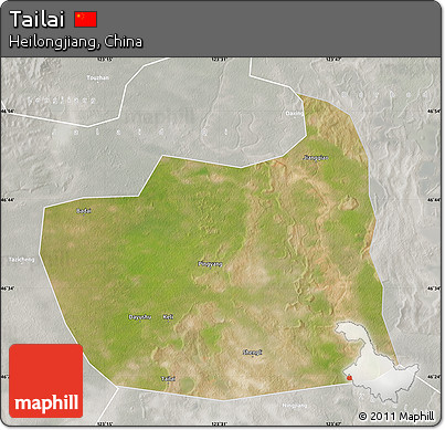 Satellite Map of Tailai, lighten, semi-desaturated