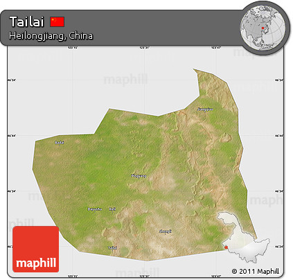 Satellite Map of Tailai, single color outside