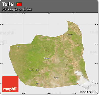 Satellite Map of Tailai, single color outside