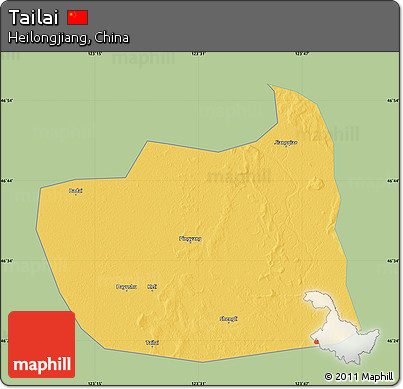 Savanna Style Map of Tailai, single color outside