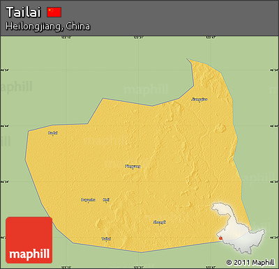 Savanna Style Map of Tailai, single color outside
