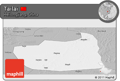 Gray Panoramic Map of Tailai