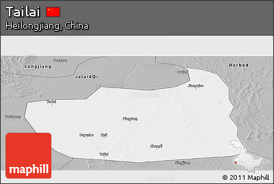 Gray Panoramic Map of Tailai