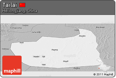 Gray Panoramic Map of Tailai