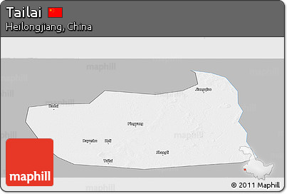 Gray Panoramic Map of Tailai, single color outside
