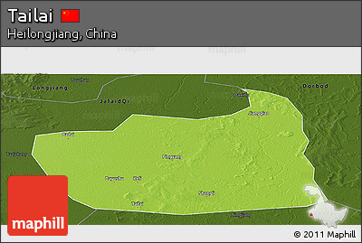 Physical Panoramic Map of Tailai, darken