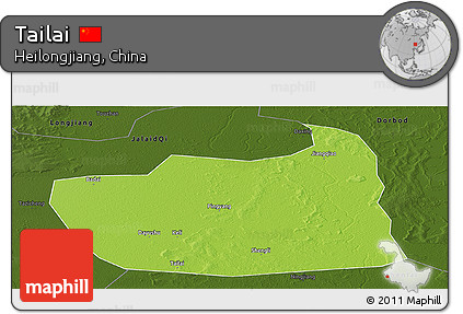 Physical Panoramic Map of Tailai, darken