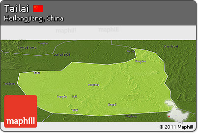 Physical Panoramic Map of Tailai, darken