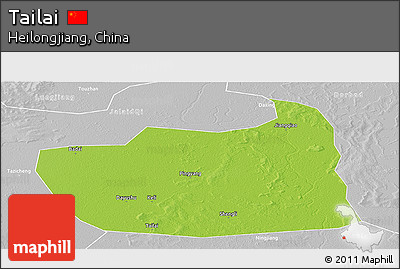 Physical Panoramic Map of Tailai, lighten, desaturated