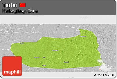 Physical Panoramic Map of Tailai, lighten, desaturated