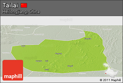Physical Panoramic Map of Tailai, lighten, semi-desaturated