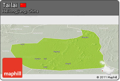 Physical Panoramic Map of Tailai, lighten, semi-desaturated