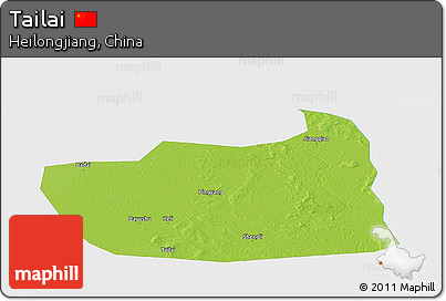 Physical Panoramic Map of Tailai, single color outside