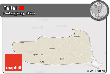 Shaded Relief Panoramic Map of Tailai, cropped outside