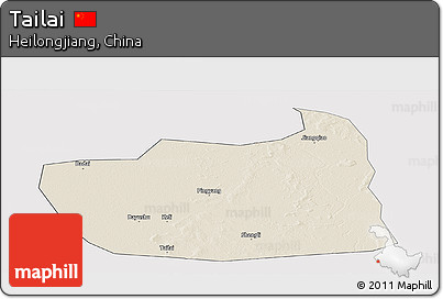 Shaded Relief Panoramic Map of Tailai, cropped outside