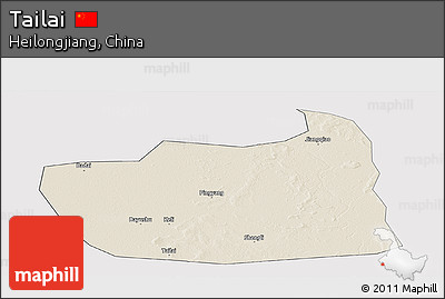 Shaded Relief Panoramic Map of Tailai, cropped outside