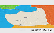 Shaded Relief Panoramic Map of Tailai, political outside