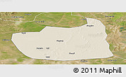 Shaded Relief Panoramic Map of Tailai, satellite outside