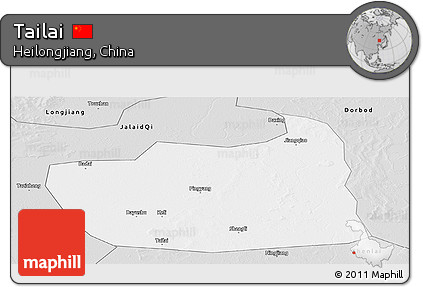 Silver Style Panoramic Map of Tailai