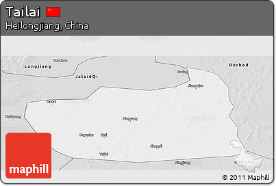 Silver Style Panoramic Map of Tailai