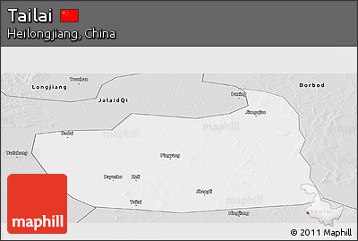 Silver Style Panoramic Map of Tailai