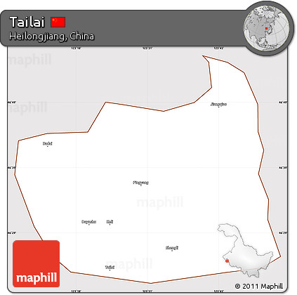 Classic Style Simple Map of Tailai, cropped outside