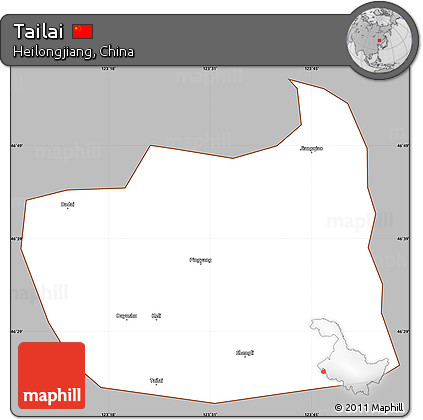 Gray Simple Map of Tailai, cropped outside