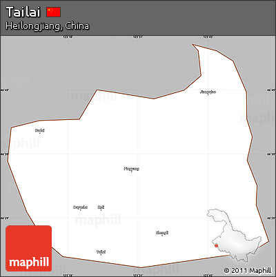 Gray Simple Map of Tailai, cropped outside