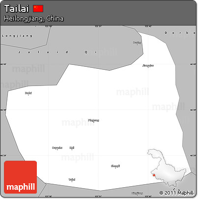 Gray Simple Map of Tailai