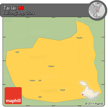 Savanna Style Simple Map of Tailai, single color outside
