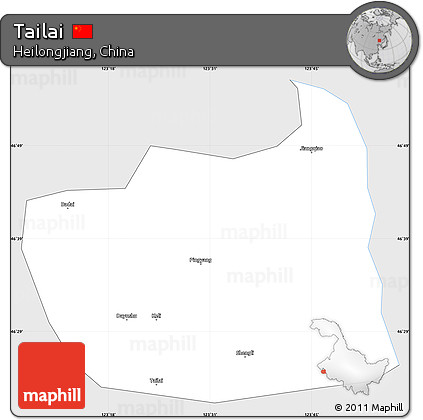 Silver Style Simple Map of Tailai, single color outside