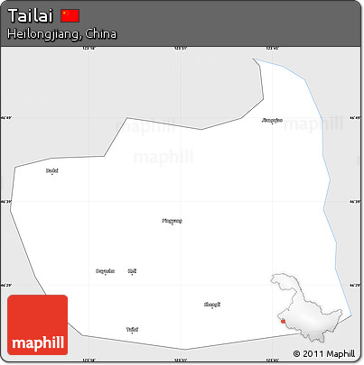 Silver Style Simple Map of Tailai, single color outside