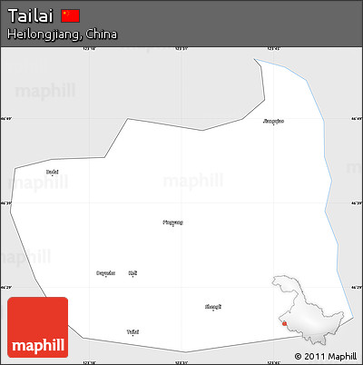 Silver Style Simple Map of Tailai, single color outside