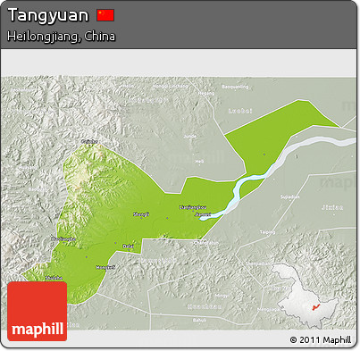Physical 3D Map of Tangyuan, lighten, semi-desaturated