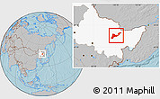 Gray Location Map of Tangyuan, highlighted parent region, hill shading
