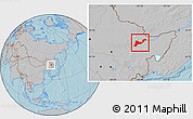 Gray Location Map of Tangyuan, hill shading