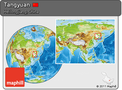 Physical Location Map of Tangyuan, highlighted parent region, within the entire country