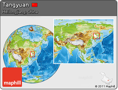 Physical Location Map of Tangyuan, highlighted parent region, within the entire country