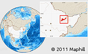Shaded Relief Location Map of Tangyuan, highlighted country