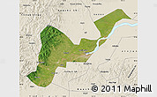 Satellite Map of Tangyuan, shaded relief outside