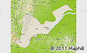 Shaded Relief Map of Tangyuan, physical outside