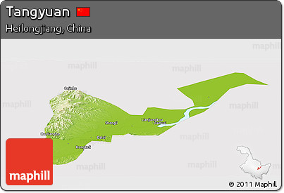 Physical Panoramic Map of Tangyuan, cropped outside