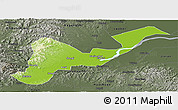 Physical Panoramic Map of Tangyuan, darken, semi-desaturated