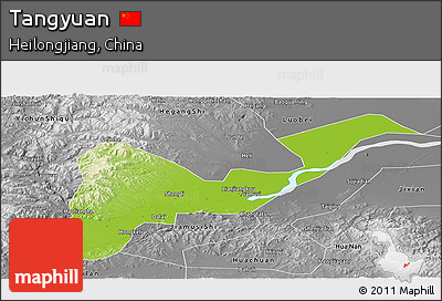 Physical Panoramic Map of Tangyuan, desaturated
