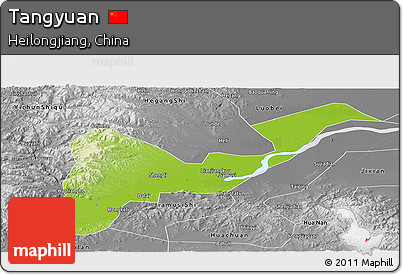 Physical Panoramic Map of Tangyuan, desaturated