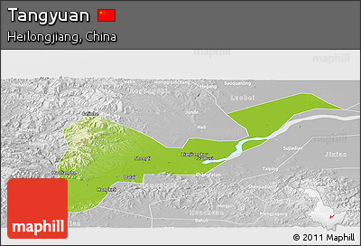 Physical Panoramic Map of Tangyuan, lighten, desaturated