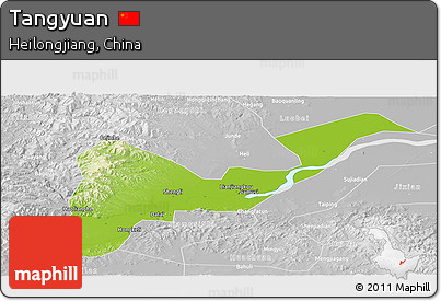 Physical Panoramic Map of Tangyuan, lighten, desaturated