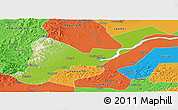 Physical Panoramic Map of Tangyuan, political outside