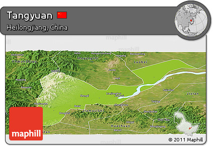 Physical Panoramic Map of Tangyuan, satellite outside